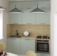 Кухонный гарнитур Лиора макси 2 1800 прямая ширина 180см цвет белый/Сумерки/Дуб бунратти с подъемной дверкой, столом под духовой шкаф