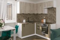 GER Кухонный гарнитур Альба мега прайм 2, Цвет Дуб Браун/Мокко, ширина 160*170 см, с навесными шкафами, с выдвижными ящиками, с тумой под мойку