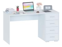 Письменный стол СПМ-354, ширина 135 см, Белый ЛДСП, с ящиками учебный для студента или школьника, широкий для компьютера в офис