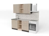 Кухонный гарнитур Надежда стандарт 5 1600, цвет Дуб сонома/Карамель, ширина 160 см, прямой, со столешницей, модульный, открытые и закрытые модули, с выдвижными ящиками