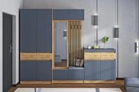 Прихожая Иннэс 10 набор 2 Графит Дуб Крафт золотой, ширина 300 см, шкаф распашной, вешалка, мебель для дома