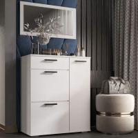 Прихожая Ника ТВ800 Белый гладкий, ширина 80 см с полками и ящиком в спальню или коридор, с зеркалом