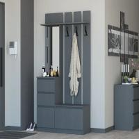 Прихожая "Хилтон" 100 см, цвет Графит, с полками, с зеркалом, с ящиками