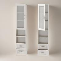 Пенал со стеклом Колибри МДФ, ширина 45 см, шкаф с полками, с ящиками, в гостиную, в спальню