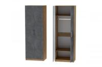 Шкаф 1 с фасадом Иннэс 7 Бетон графит и ЛДСП Дуб Крафт золотой, ширина 80 см, распашной шкаф для одежды, в спальню, в прихожую