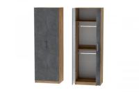 Шкаф 2 с фасадом Иннэс 7 ширина 80 см, Бетон графит и ЛДСП Дуб Крафт золотой, распашной, в гостиную, в спальню