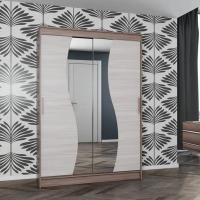 Шкаф-купе Элегант 6 ширина 126 см Ясень шимо темный / Ясень шимо светлый, для одежды, большой, с ящиками, высота 200 см, высокий