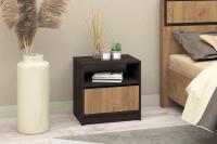 Тумба прикроватная "Флоренция" Цвет Дуб венге / Дуб Крафт Золотой, ширина 50см, узкая, напольная, для спальни, с ящиками
