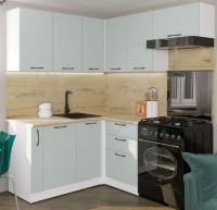 Кухонный гарнитур Лиора мега прайм 1600*1700 мм угловая цвет сумерки/белый/Дуб бунратти с выдвижными ящиками