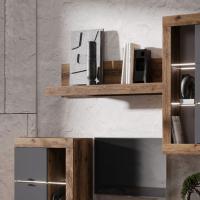 Полка навесная "ПРАГА", Дуб Делано, в гостиную, зал и спальню, на стену для книг, подвесная