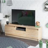 Тумба ТВ Ларго цвет Дуб Сонома ширина 139.9 см с дверками в гостиную и спальню напольная ЛДПС