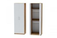 Шкаф 2 с фасадом Иннэс 7 ширина 80 см, Дуб Крафт золотой и Белый ЛДСП, распашной, в гостиную, в спальню