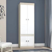 Шкаф распашной "Галактика", Цвет Дуб сонома / Белый глянец, высота 200 см, для одежды, двухстворчатый, ширина 75 см, высота 200 см