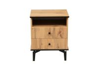 Тумба прикроватная 51.17 Либерти (опора метал. h 150мм), Дуб вотан / черный, ширина 48 см, в спальню для кровати, на ножках