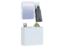 Прихожая ВШ-15, Белая, ширина 72 см с зеркалом и обувницей, с вешалкой в коридор для дома