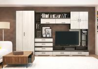 Гостиная Коста, цвет Венге/Крафт белый ширина 320 см ЛДСП со шкафом и тумбой, с полками и зоной под ТВ