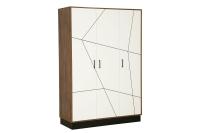 Шкаф для одежды 54.12 Гамма (3-х дв.), Таксония / белый, ширина 141,4 см, распашной в спальню для одежды, с полками и штангой