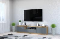 Тумба под ТВ "Хилтон", цвет Дуб Крафт Золотой, Графит, ширина 200см, тумба под телевизор, консоль, полка под телевизор