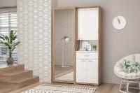 Прихожая Иннэс 4 Белый глянец и Дуб Крафт золот, ширина 300 см, мебель в прихожую, шкаф для одежды, вешалка
