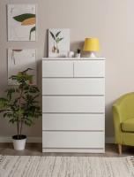 Комод Мальта, 4+2 ящика, с доводчиками, 80х48х121см, Белый, ширина 80 см, высокий напольный в спальню или прихожую