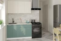 Кухонный гарнитур Глория медиум 1400, цвет Кашемир/Бензин, ширина 140 см, с выдвижными ящиками, с дверцами в стороны, прямая