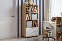 Модульная система "Милан" Стеллаж с ящиками и вместительными секциями для дома, для офиса цвет Дуб Золотой/Белый Матовый ширина 70 см