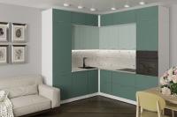 Кухонный гарнитур Асая гранд прайм 2200*2500, Цвет Сумерки/Бензин, ширина 220 см * 250 см, с навесными шкафами, с выдвижными ящиками, с тумбой под мойку