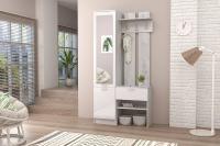 Прихожая Иннэс 3 Белый глянец и Бетон светлый, ширина 95 см, в прихожую, шкаф пенал, вешалка