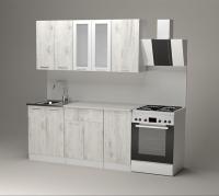 GER Кухонный гарнитур Алина стандарт, Цвет Пайн белый, ширина 160 см, с навесными шкафами, с выдвижными ящиками, с тумбой под мойку