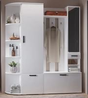 Прихожая НИКА 1.61х1.06 м Ясень Шимо темный-светлыйкт "Ника" Белый гладкий с обувницей, со шкафом, с зеркалом, в коридор, ширина 176 см