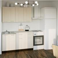 Кухонный гарнитур Светлана медиум 1400 мм прямая ширина 140см цвет Ясень шимо светлый/Берилл бежевый/венге с выдвижными ящиками, мойкой