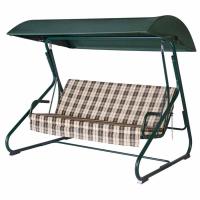 Качели садовые "Колорадо", 209 х 136 х 177 см, макс. нагрузка 300 кг, цвет зеленый, 3 местные, трехместные, взрослые уличные для дачи и сада, металлические, диван подвесной для сада