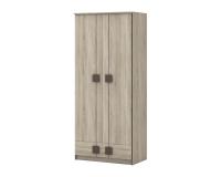 Шкаф распашной "Диско" цвет Дуб Сонома и Шоколад ширина 80 см ЛДСП с полками для спальни и детской