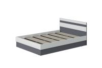 Кровать двуспальная "Соната" 140 см, Цвет Графит, Белый текстурный, мебель в спальню