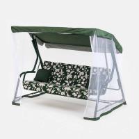 Качели садовые "Панама" 208 х 123 х 146 см, макс. нагрузка 300 кг , 3 местные, трехместные, взрослые уличные для дачи и сада, металлические, диван подвесной для сада