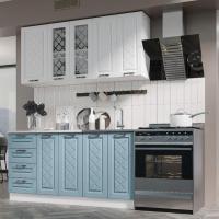 Кухня Агава 1600х600 акация белая/аква, для кухни, для дома, с полками и выдвижными ящиками