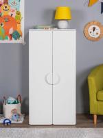 Шкаф Пикси распашной, с двумя дверьми и полкой 60х57х120, белый (робкий подснежник), ширина 60 см, двухстворчатый для детской комнаты с полками и штангой