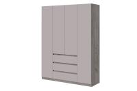 Шкаф распашной МС "Соната", ширина 160 см, Цвет Дуб Крафт Серый, Кашемир, четырёхдверный, с полками, со штангой, с ящиками