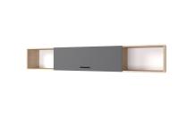 Полка 2032 "Анталия" корпус Сонома фасад Графит Софт ширина 203 см ЛДСП открытые и закрытые полки для спальни, гостиной, прихожей