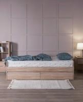Кровать раздвижная СИРИУС, с ящиками, 90х200/180х200 см, Сонома, ширина 90 или 180 см, трансформер для спальни компактная