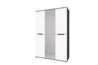 Шкаф "Вегас" цвет Венге и Белый глянец ширина 150 см для спальни, гостиной и прихожей с полками и штангой с зеркалом