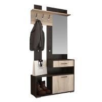 Прихожая Смарт 2, цвет Кантерберри/Сонома ширина 100 см ЛДСП с зеркалом и вешалкой с крючками с выдвижным ящиком и тумбой