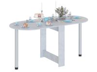 Стол-книжка СП-17 Бетон, ширина 92 / 157 см, раскладной трансформер с металлическими опорами и полкой, для кухни или обеденной зоны