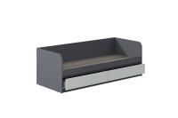 Кровать МС "Соната" цвет Графит, Белый Текстурный, 80 см , подростковая для подростка мальчика и девочки, напольная, с ящиками