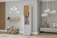 МС "Юпитер" Пенал Белый Текстурный, Дуб Крафт Золотой, Бетонный Камень, ширина 43.5 см, с полками, с ящиками