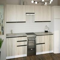 Кухонный гарнитур Паола мега 2500, Цвет Дуб грей/Дуб браун, ширина 250 см, с навесными шкафами, с выдвижными ящиками, с тумбой под мойку