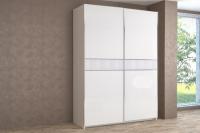 4 Шкаф купе Иннэс 5 1,4 Белый глянец_Кайман белый и Бодега белая, ширина 140 см, с полками, со штангой, в спальню, в прихожую