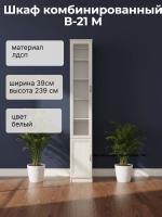 Шкаф комбинированный В-21 М со стеклом, ширина 39.2 см, со стеклом, с полками, в гостиную, в кабинет