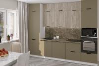 GER Кухонный гарнитур Альба экстра 2, Цвет Дуб Браун/Мокко, ширина 300 см, с навесными шкафами, с выдвижными ящиками, с тумбой под мойку