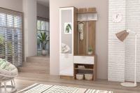 Прихожая Иннэс 3 Белый глянец и Дуб Крафт золотой, ширина 95 см, вешалка, мебель в прихожую